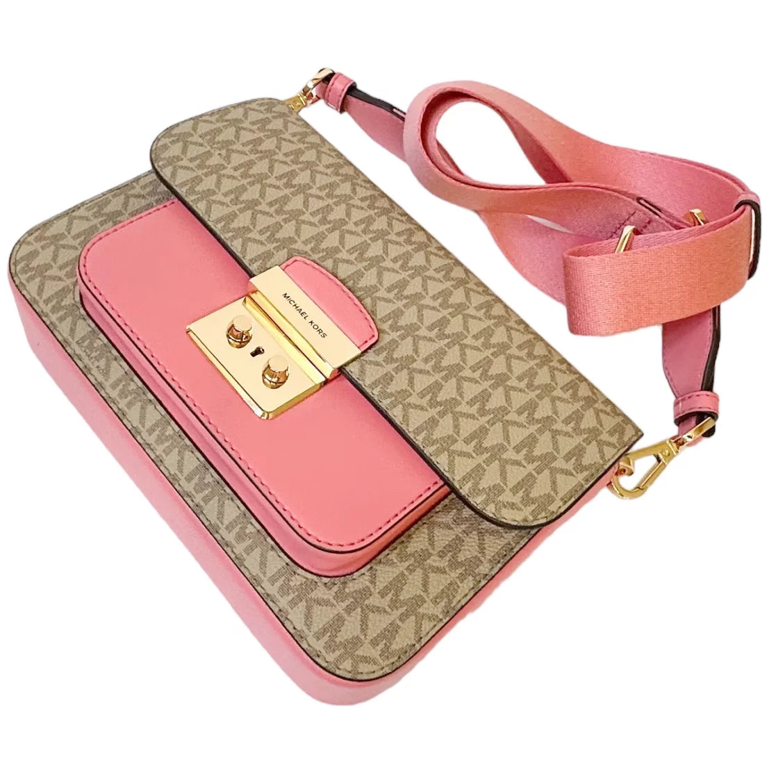Medium PVC Leather Flap Crossbody Handbag Y54051