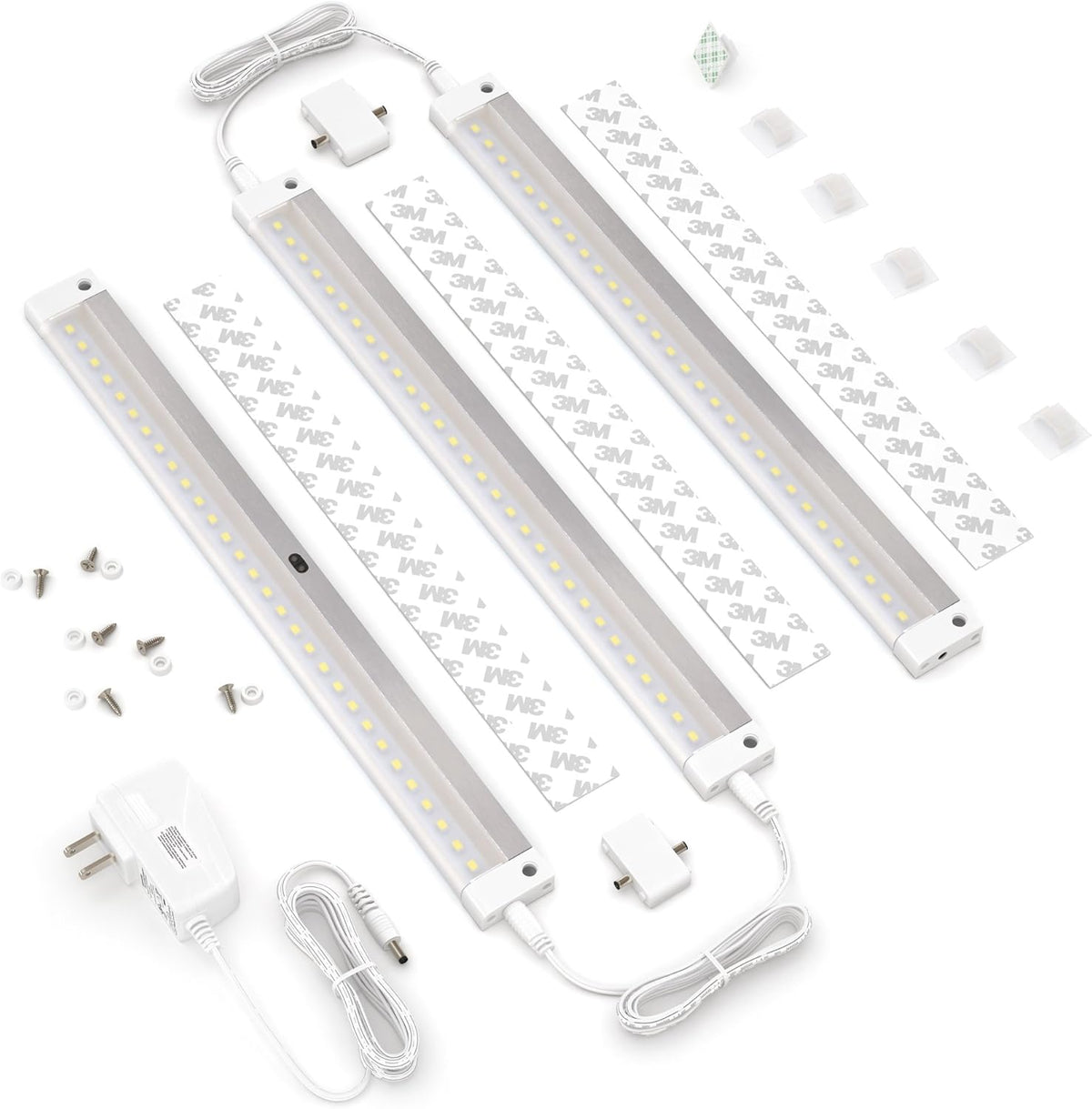 White Finish 3 12 inch Panels LED Dimmable Under Cabinet Lighting Kit H522