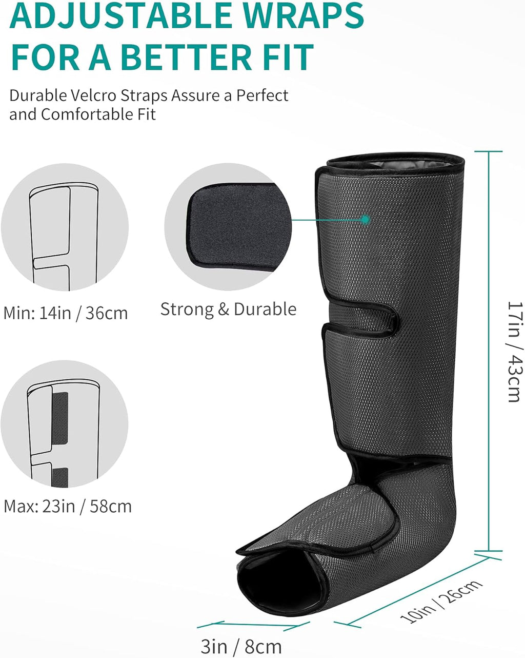 Leg Massager with Air Compression, Foot and Calf Massage Machine with Hand-held Controller 2 Modes 3 Intensities, Adjustable Leg Wraps K468