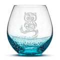 Handblown Hand Etched 18Oz Stemless Wine Glass M178