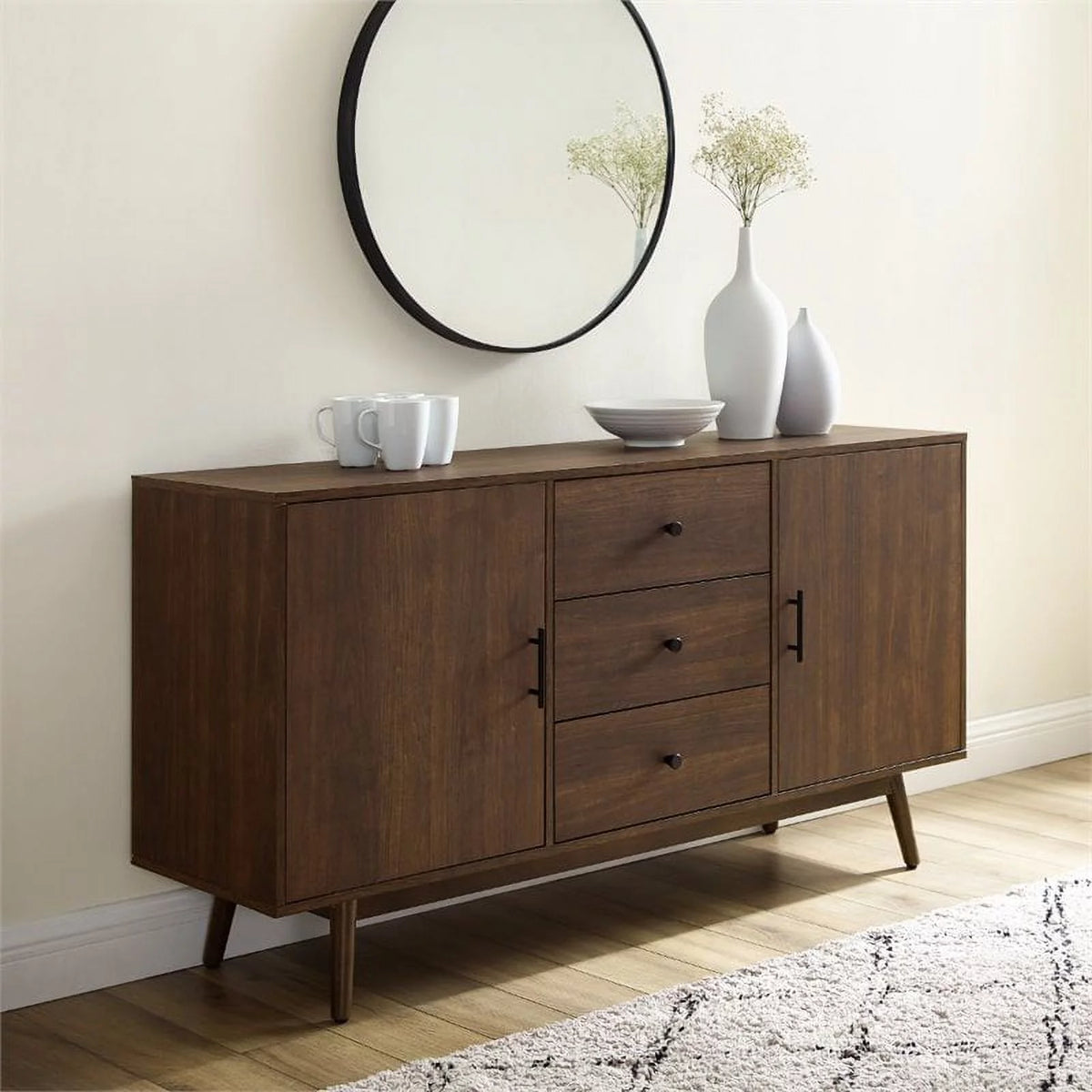 Wooden Mid-Century Modern Sideboard in Brown S2668