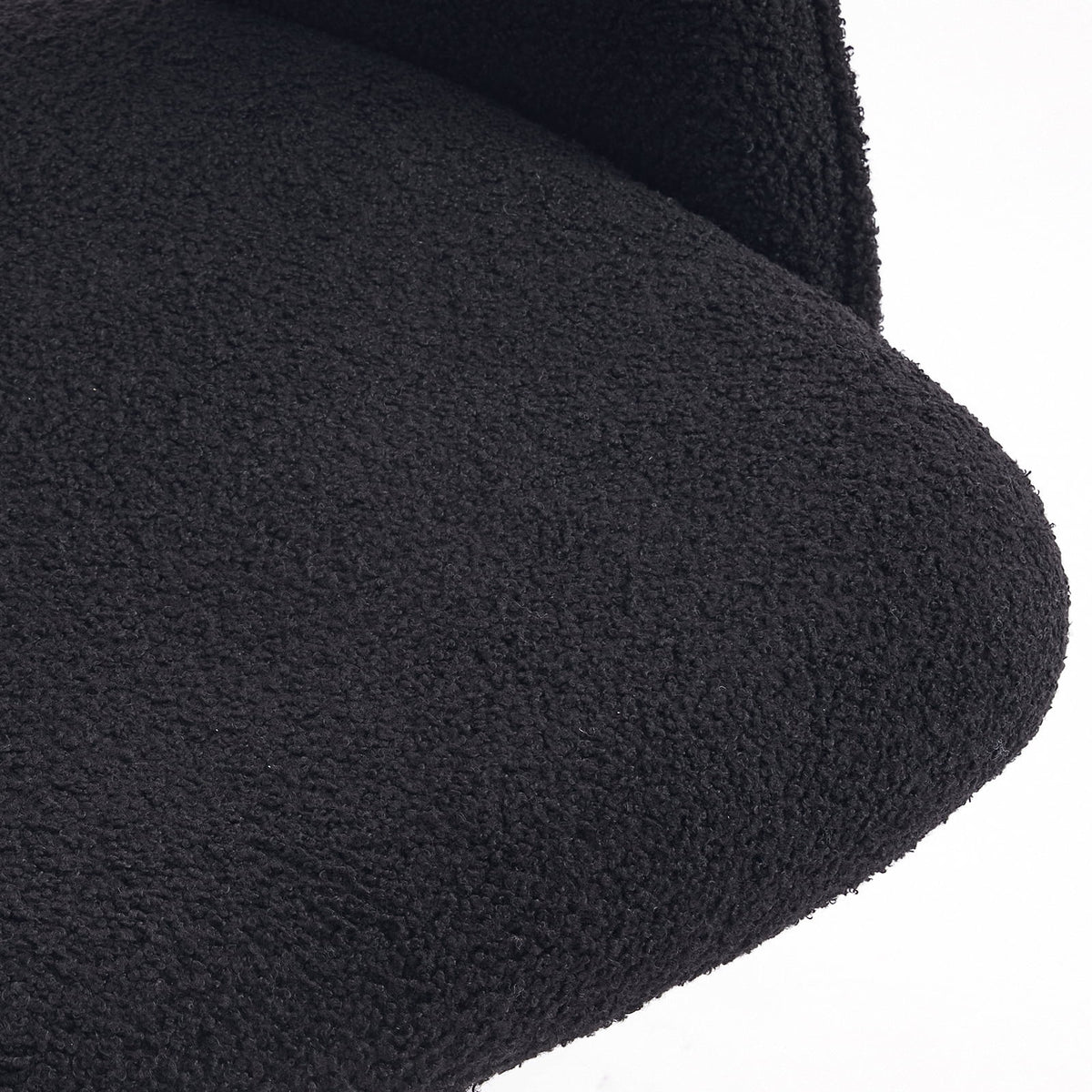 Black Faux Sherpa Upholstered Swivel Home Office Chair P5911