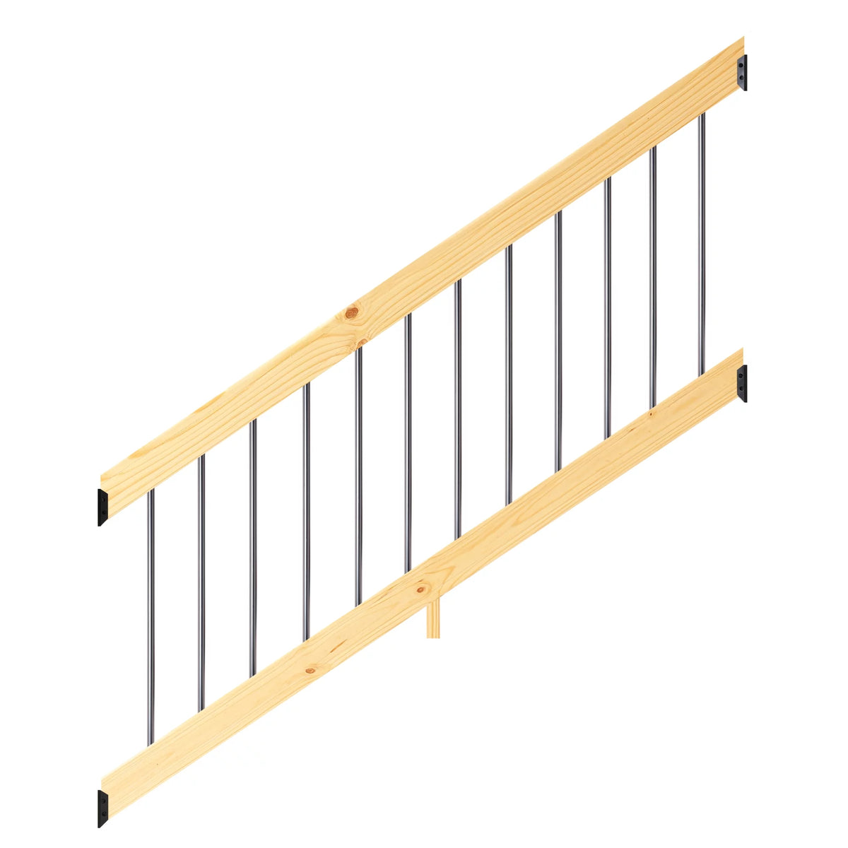 6 Ft. Pressure-Treated Wood Stair Rail Kit with Aluminum Round Balusters K38433