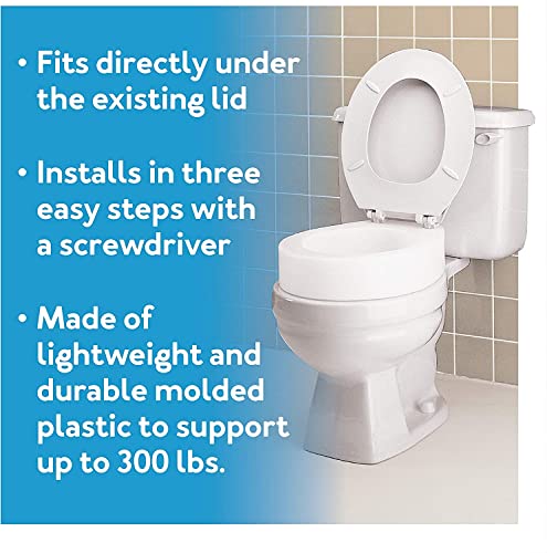Toilet Seat Riser, Elongated Raised Toilet Seat, 3.5 inches, 300 Pound Weight Capacity G24241