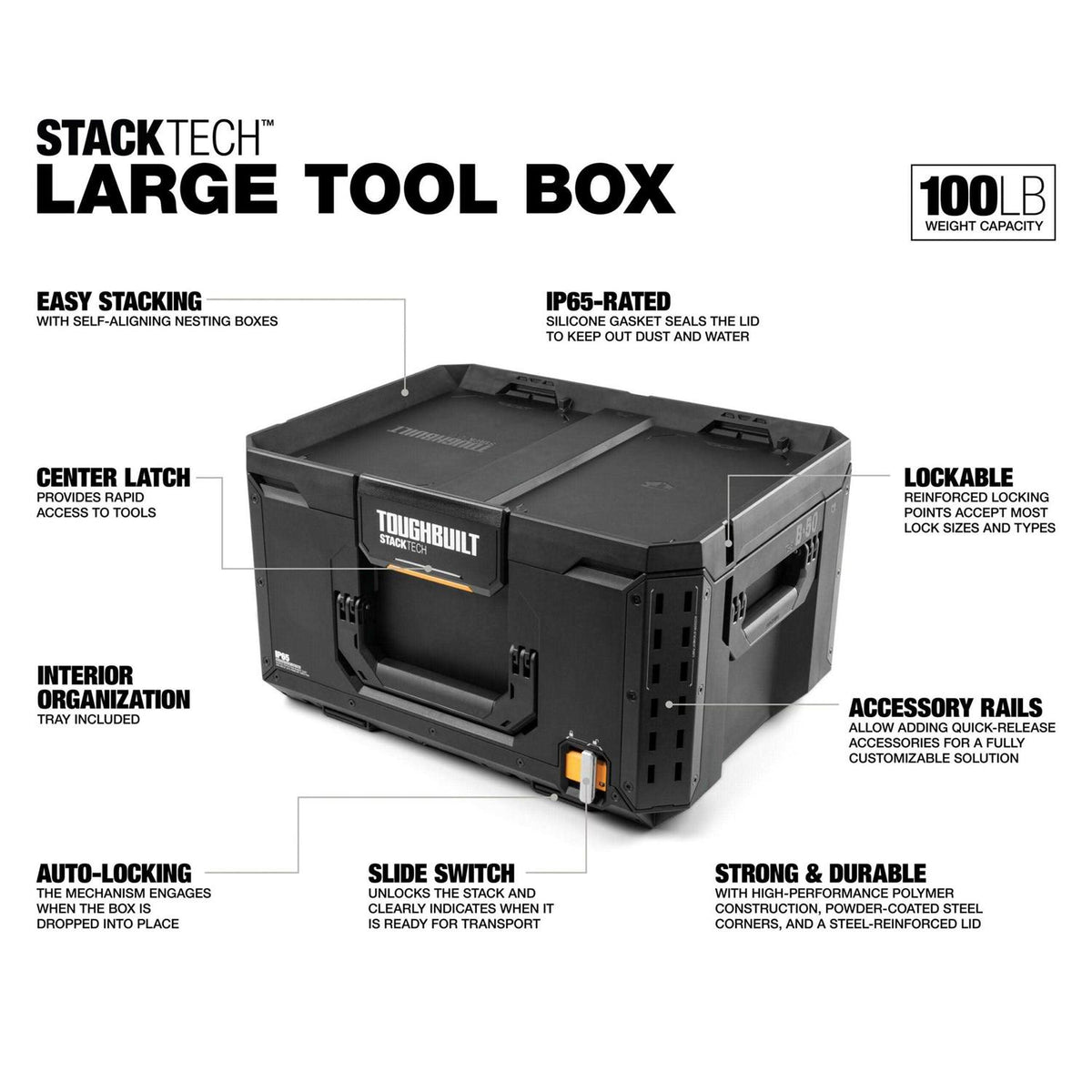 Large 21-in Black Plastic Lockable Tool Box M446757