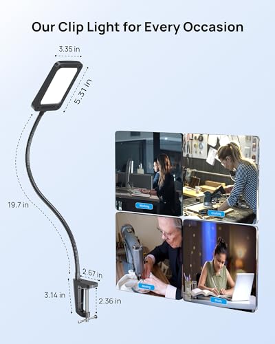 LED Desk Lamp with Clamp, 3-Level Dimmable, Flexible Gooseneck J137521