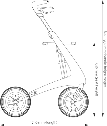 Carbon Overland All Terrain rollator with Big Pneumatic Wheels Foldable with seat Defender Green C474002