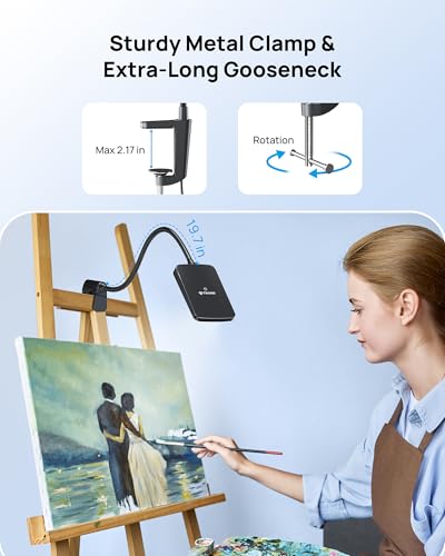 LED Desk Lamp with Clamp, 3-Level Dimmable, Flexible Gooseneck J137521