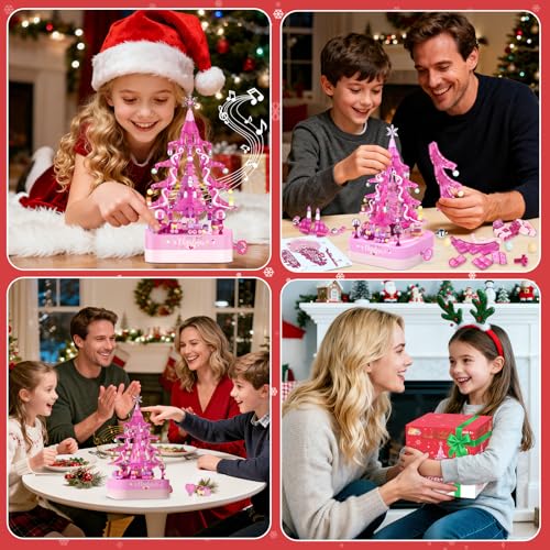 Christmas Tree Building Block Set with Rotating Music Box Q631626