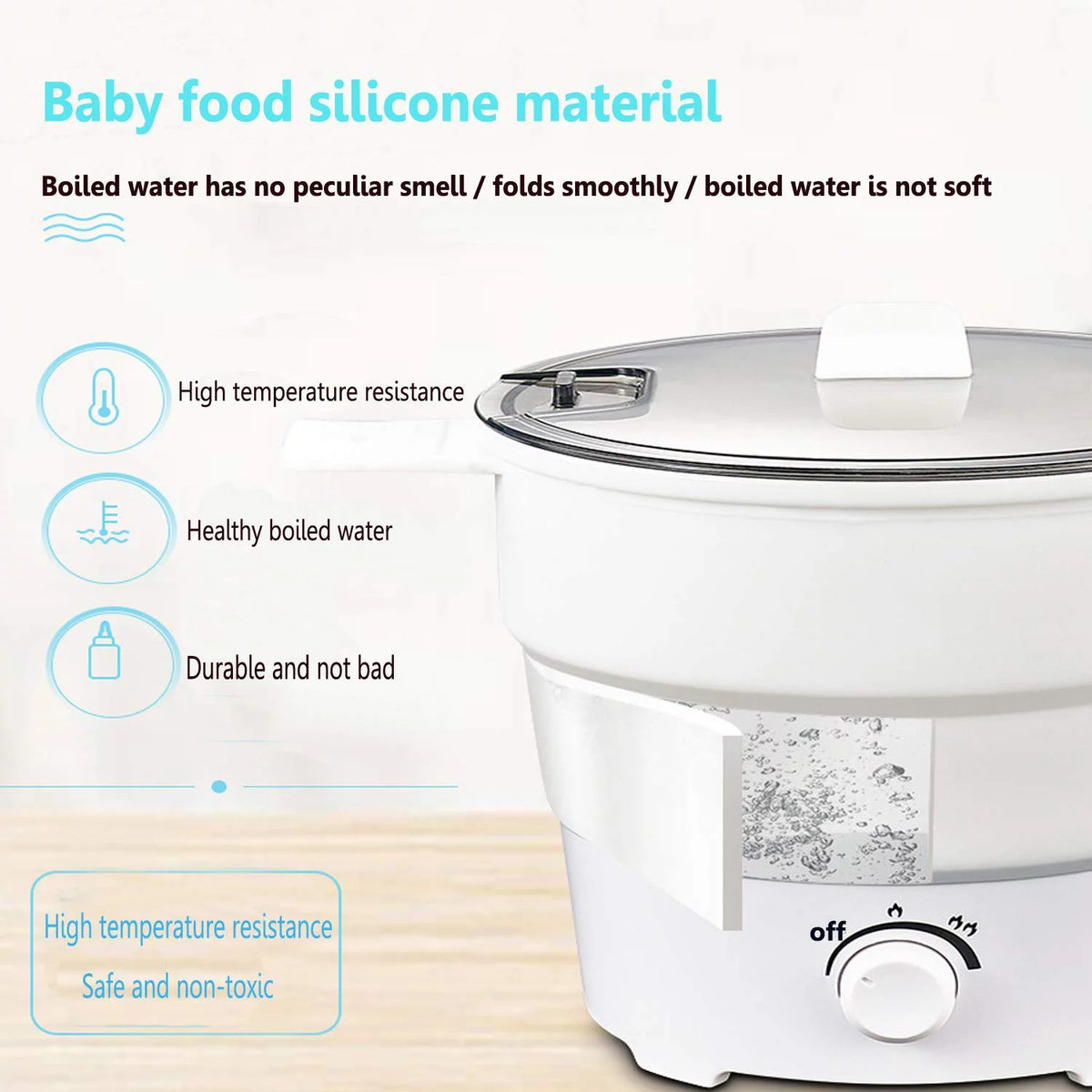 Portable Mini Electric Cooker Foldable Silicone Kettle Steamer Q475594