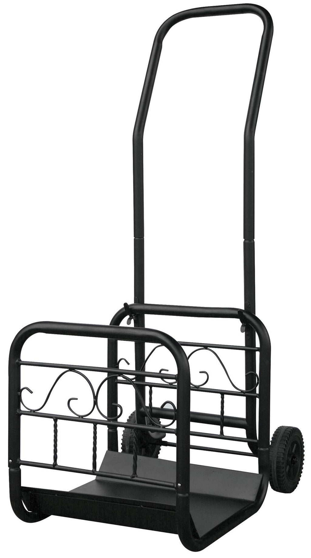 Large Black Wrought Iron Log Rack with Wheel and Removable Cart J361