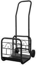 Large Black Wrought Iron Log Rack with Wheel and Removable Cart J361