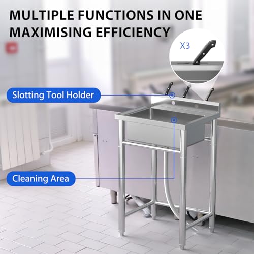 Stainless Steel Single Bowl Utility Sink with Pull-Out Faucet C91579