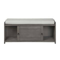 White Wood Storage Bench with 2 Cabinets U721570