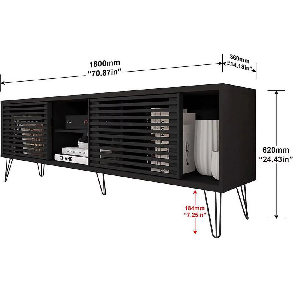 Black Mid-Century Modern TV Stand W991