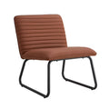 Brown Armless Sofa Chair with PU Backrest and Black Metal Legs J41889