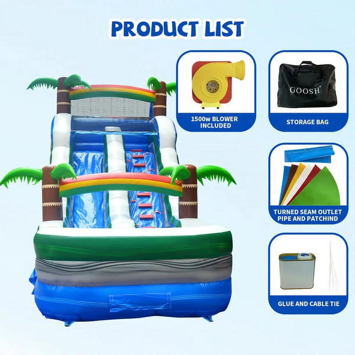Inflatable Water Slide with Air Blower and Splash Pool I17715