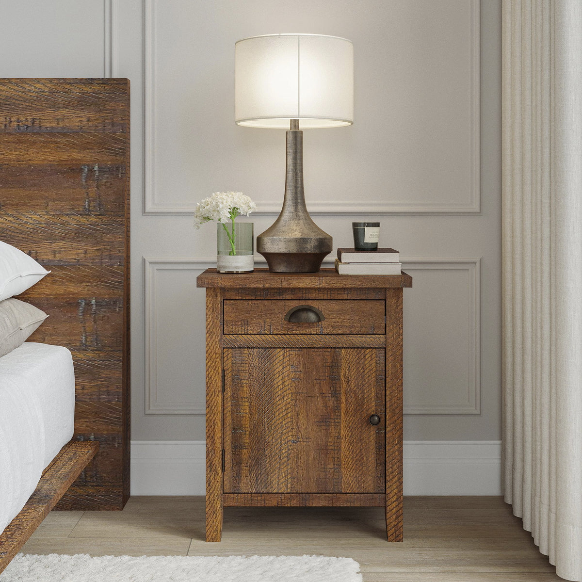 Natural Wood Drawer Nightstand N64499