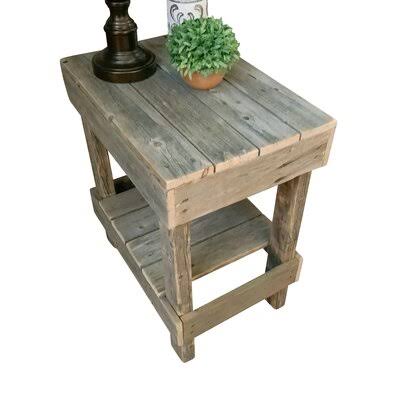Solid Wood End Table with Storage Y719430