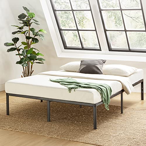 14 Inch Metal Platform Bed with Steel Slat Mattress Foundation Queen Black W501746