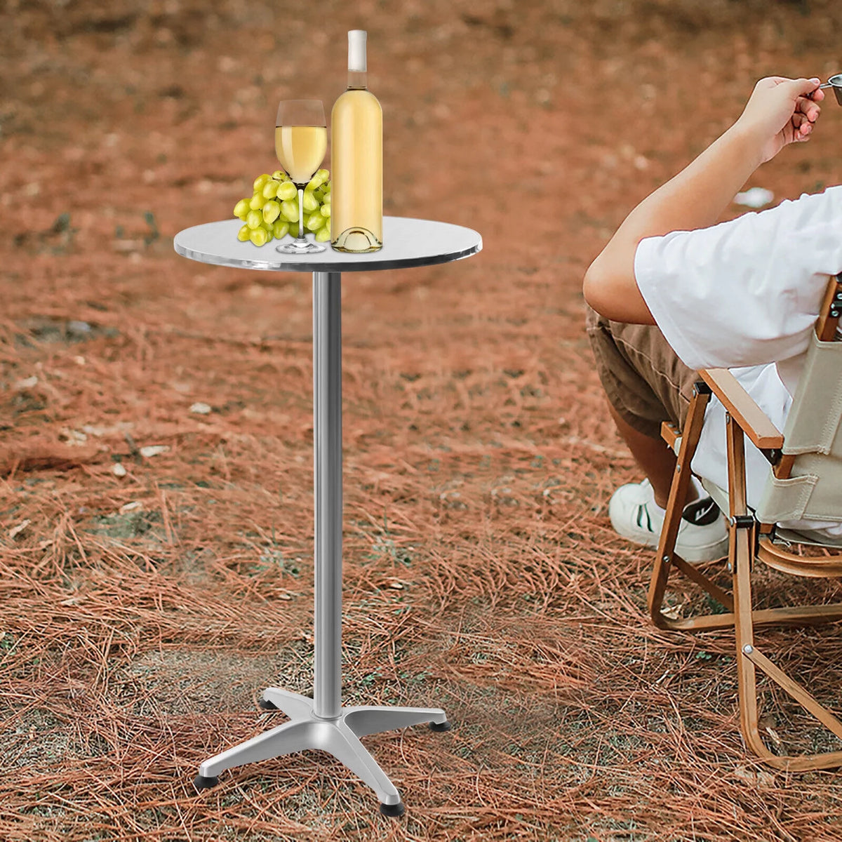 Round Pub Bar Table Stainless Steel Aluminum D623566