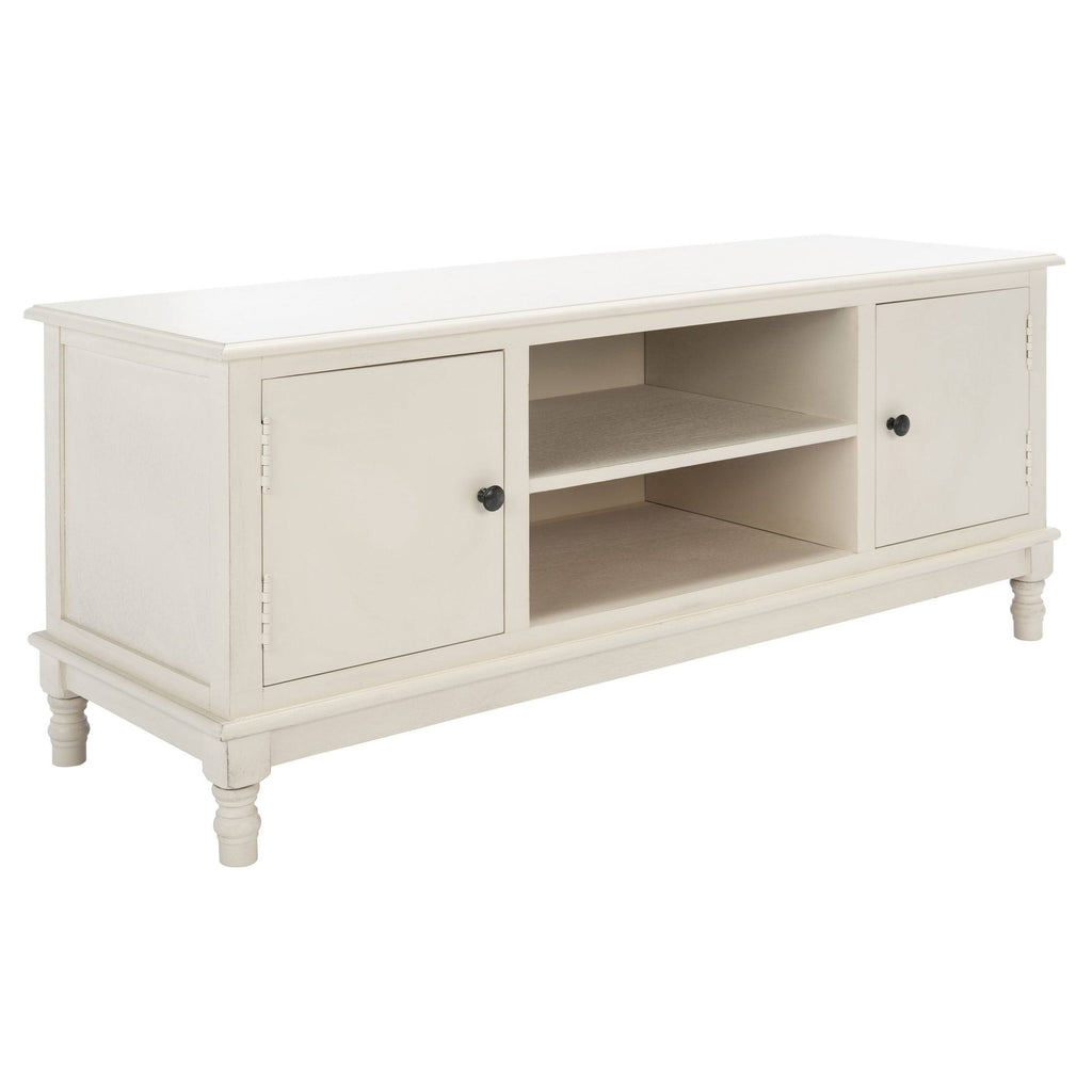 2 Door 1 Shelf Media Stand Distressed White B5592