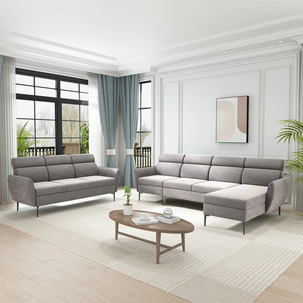 Linen Fabric L-shaped Sectional Sofa G1670
