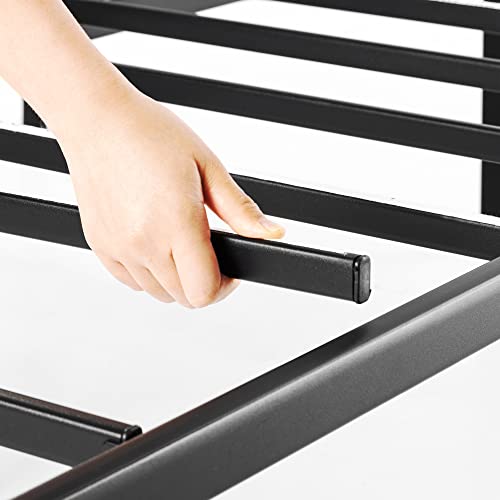 14 Inch Metal Platform Bed with Steel Slat Mattress Foundation Queen Black W501746