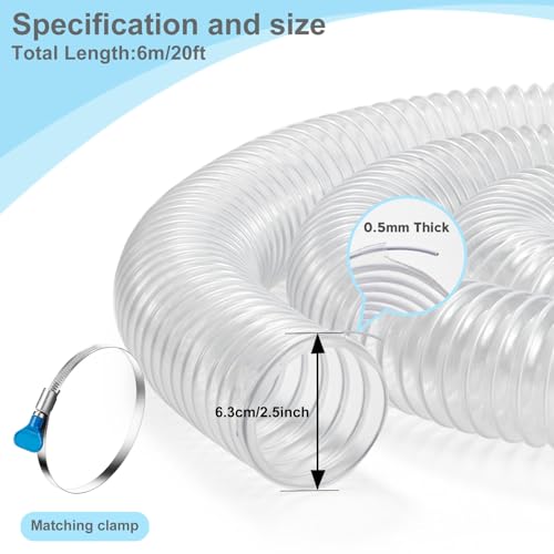 PVC Dust Collection Hose 4 Inch 10 ft Flexible Heavy Clear T3871