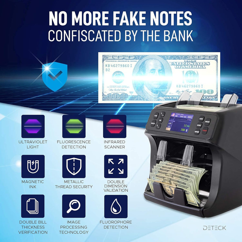 Money Counter Machine with Reject Pocket, 2CIS/UV/MG Counterfeit Detection N9153