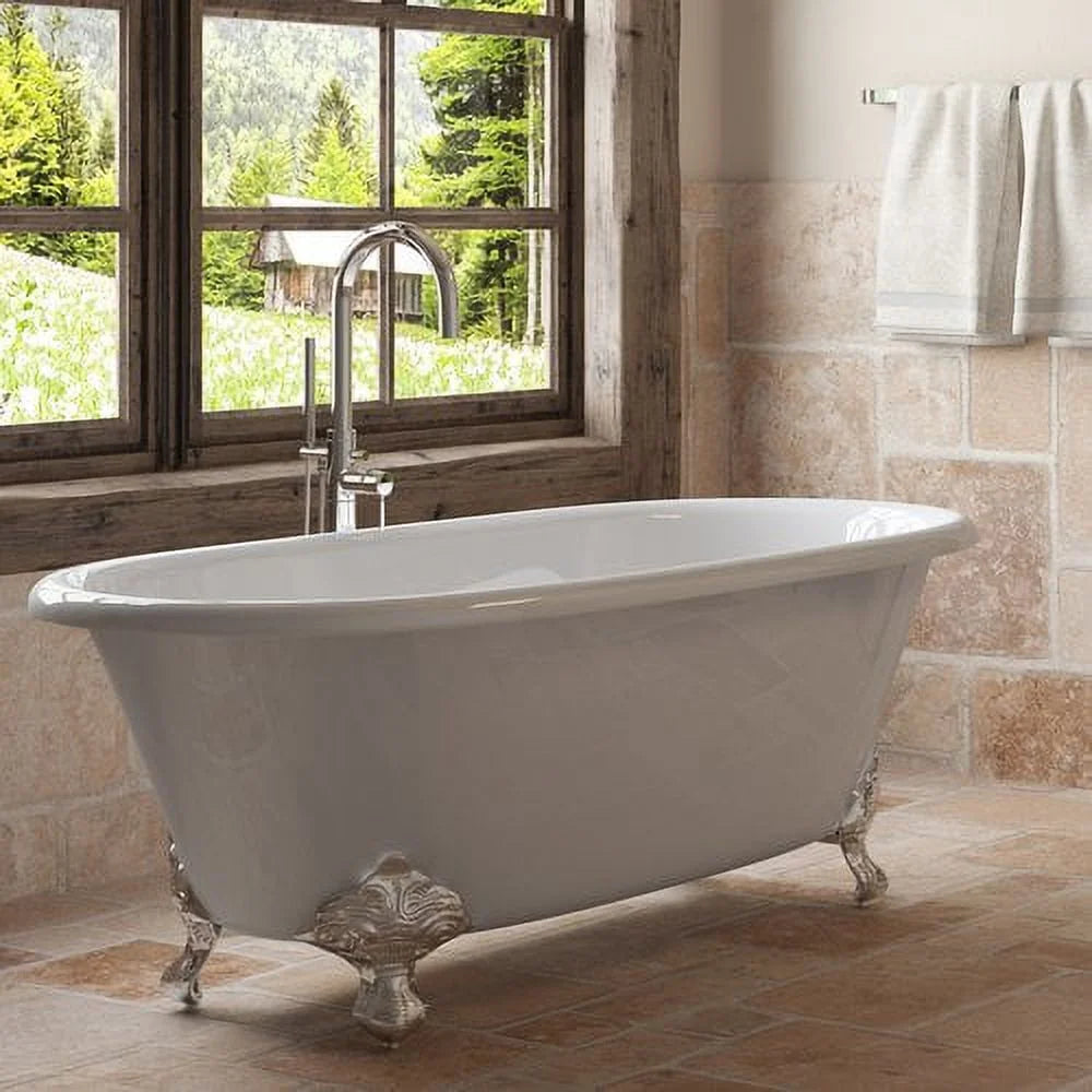 Cast Iron Double Ended Clawfoot Tub with Oil Rubbed Bronze Feet A98474