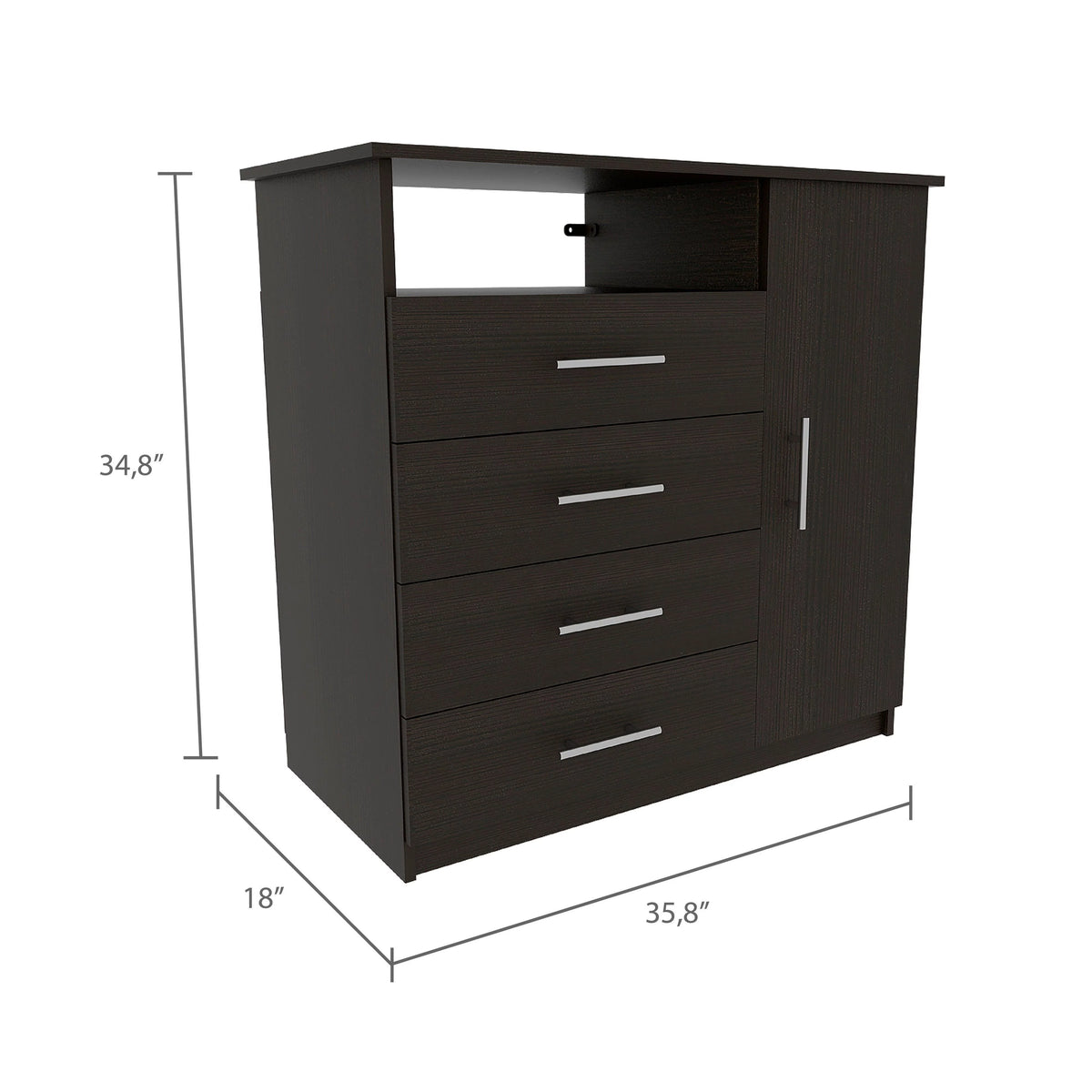 Black 2 Piece Bedroom Set with 4 Drawer Dresser and Nightstand P645865