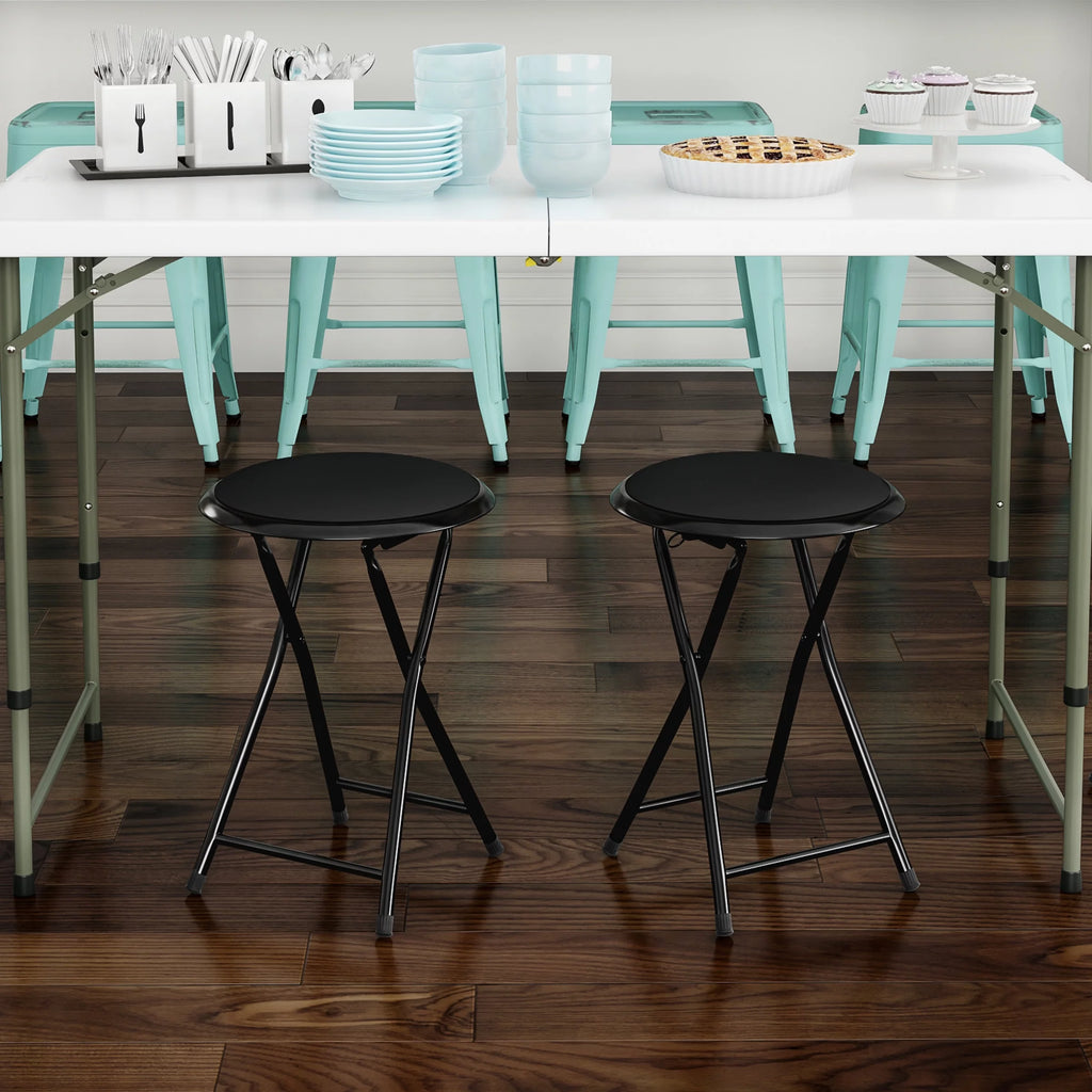 18-inch Folding Bar Stool Heavy-Duty, Black, Set of 2 I81610