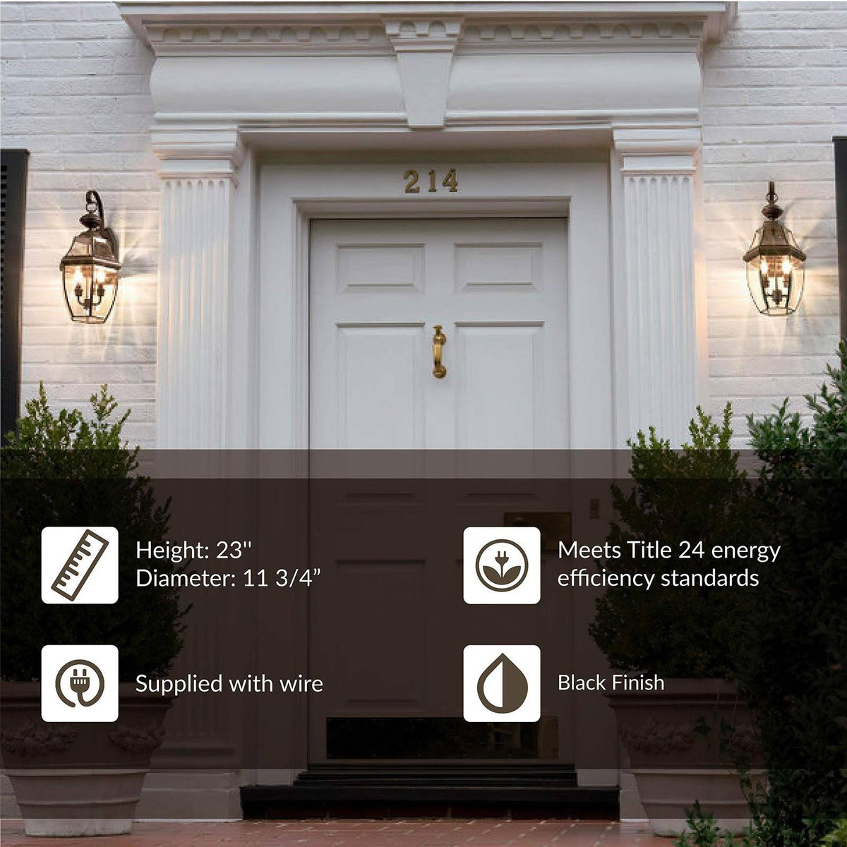 Black Three Light Outdoor Wall Lantern W2065