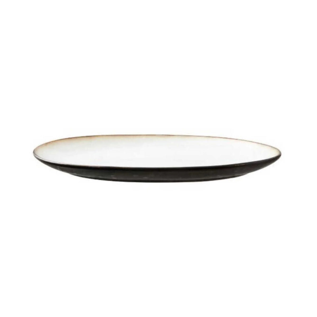 Stoneware Dish 25x36cm Black Cream Q433