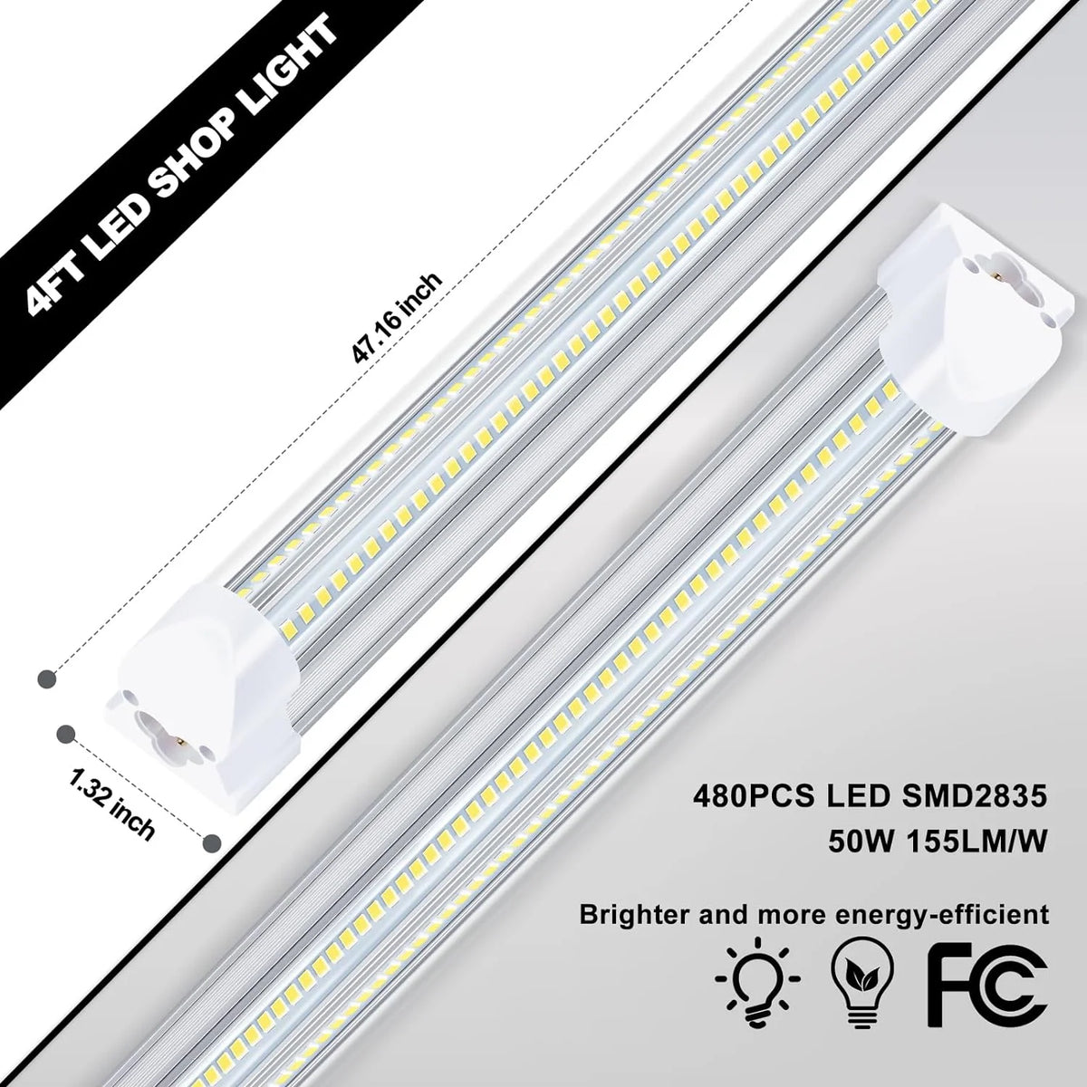 10 Pack 4FT 50W 7750Lumen 6000K LED Light Fixture Y2876