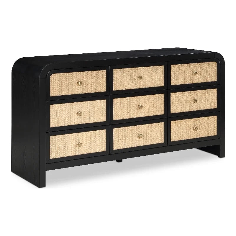 Black Ash Wood and Natural Cane Dresser N3352
