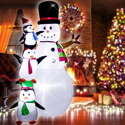 8 Foot Inflatable Snowman Penguin Decoration with LED Lights I450375