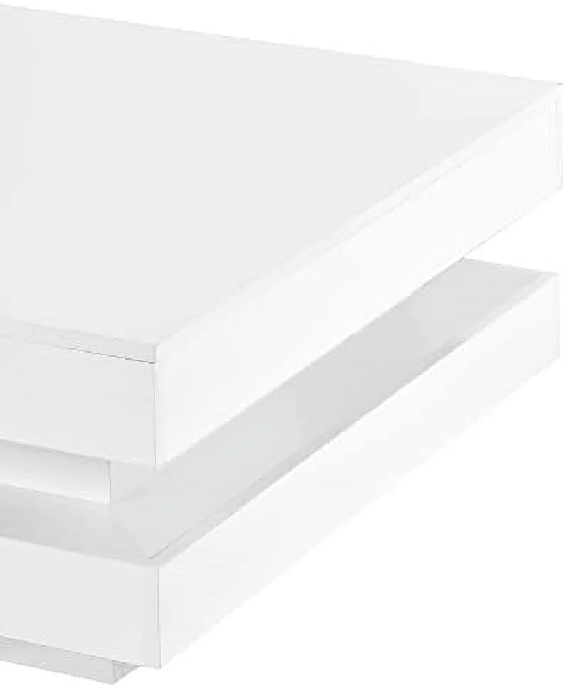 High Gloss 2-Tier Square Coffee Table with LED Lights H470744