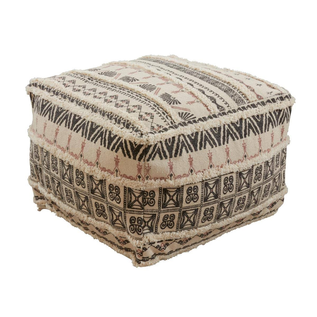 Cotton Floor Pouf with Tufted Design M924599