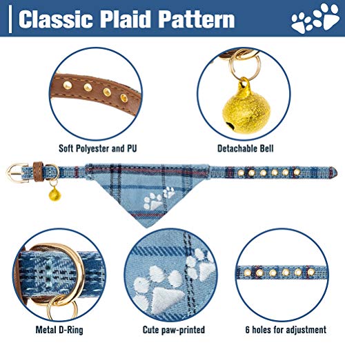 Blue Plaid Dog Collar and Leash Set Q5072