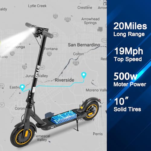 Electric Scooter with 10" Solid Tires, 600W Peak Motor, 20Miles Range, 19Mph Speed L537626