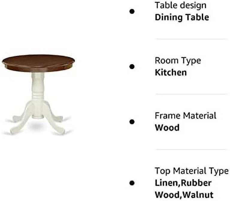 Round Solid Wood Dining Table with Pedestal Base 30x30 Inch P810