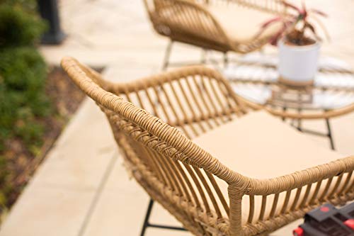 3pcs Outdoor Bistro Chat Set with Seat Cushions, Beige N2037