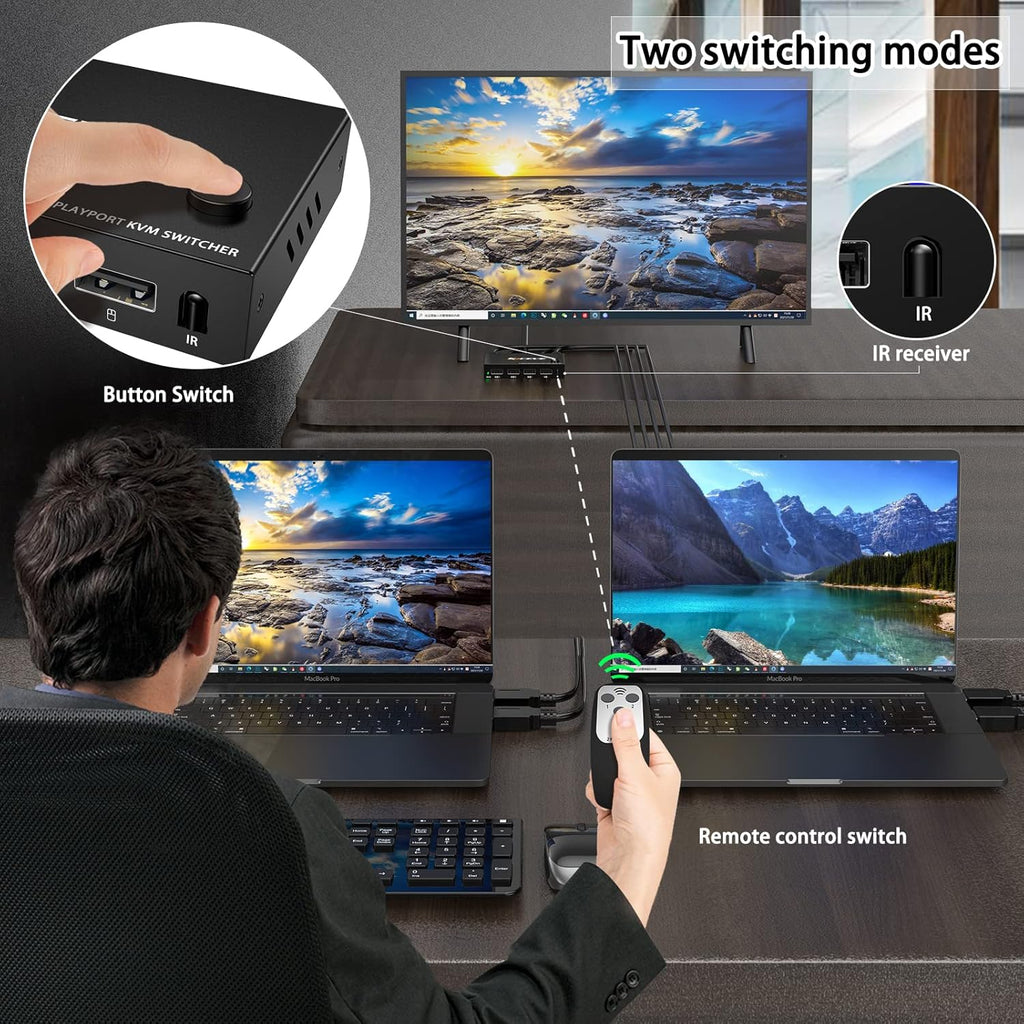 Displayport 2 Port 4K@60Hz KVM Switch with USB Z85916