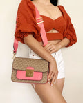 Medium PVC Leather Flap Crossbody Handbag Y54051