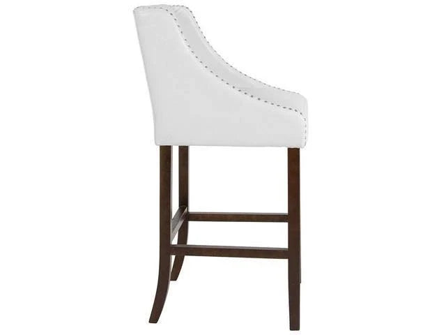 White Walnut Barstool with Accent Nail Trim F92236