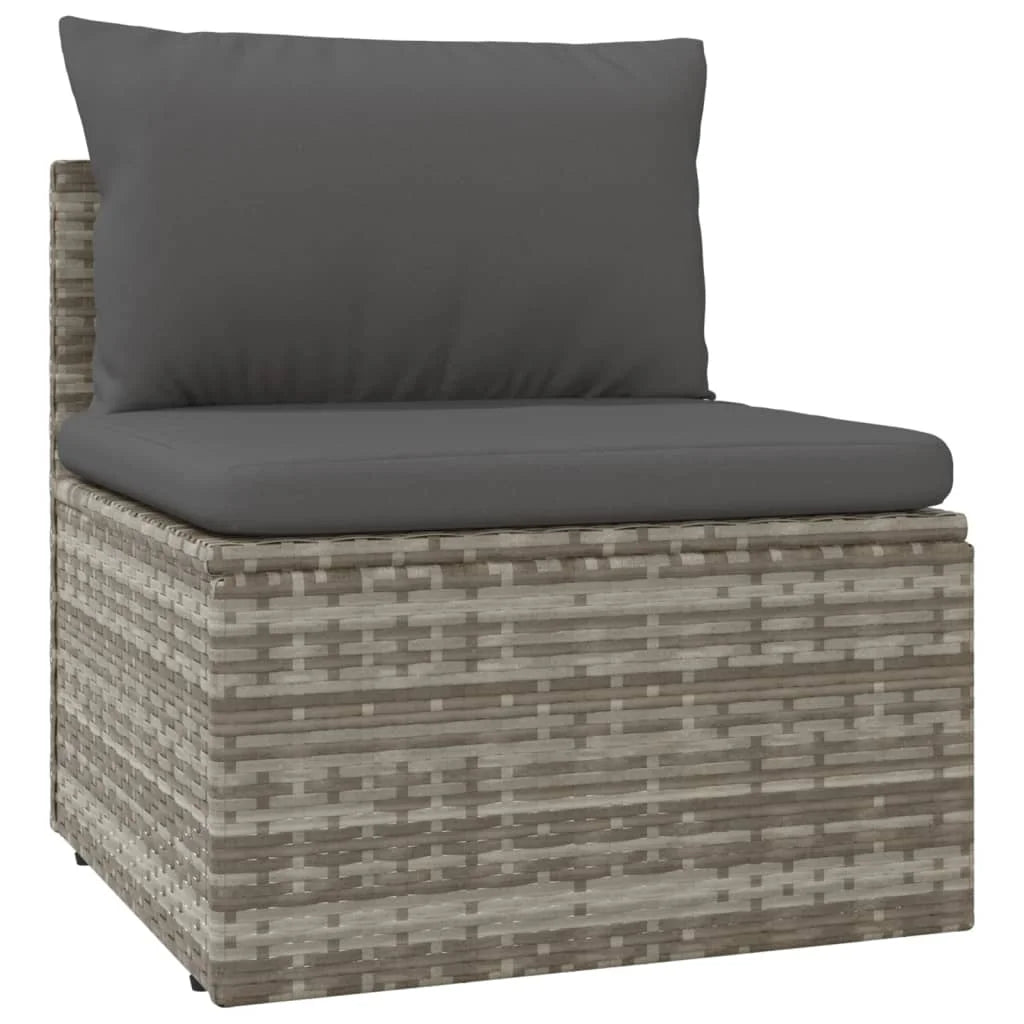 8 Piece Patio Set with Cushions Gray Poly Rattan R75592