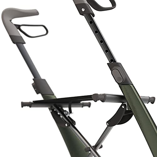Carbon Overland All Terrain rollator with Big Pneumatic Wheels Foldable with seat Defender Green C474002