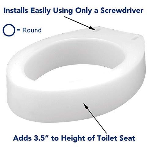 Toilet Seat Riser, Elongated Raised Toilet Seat, 3.5 inches, 300 Pound Weight Capacity G24241